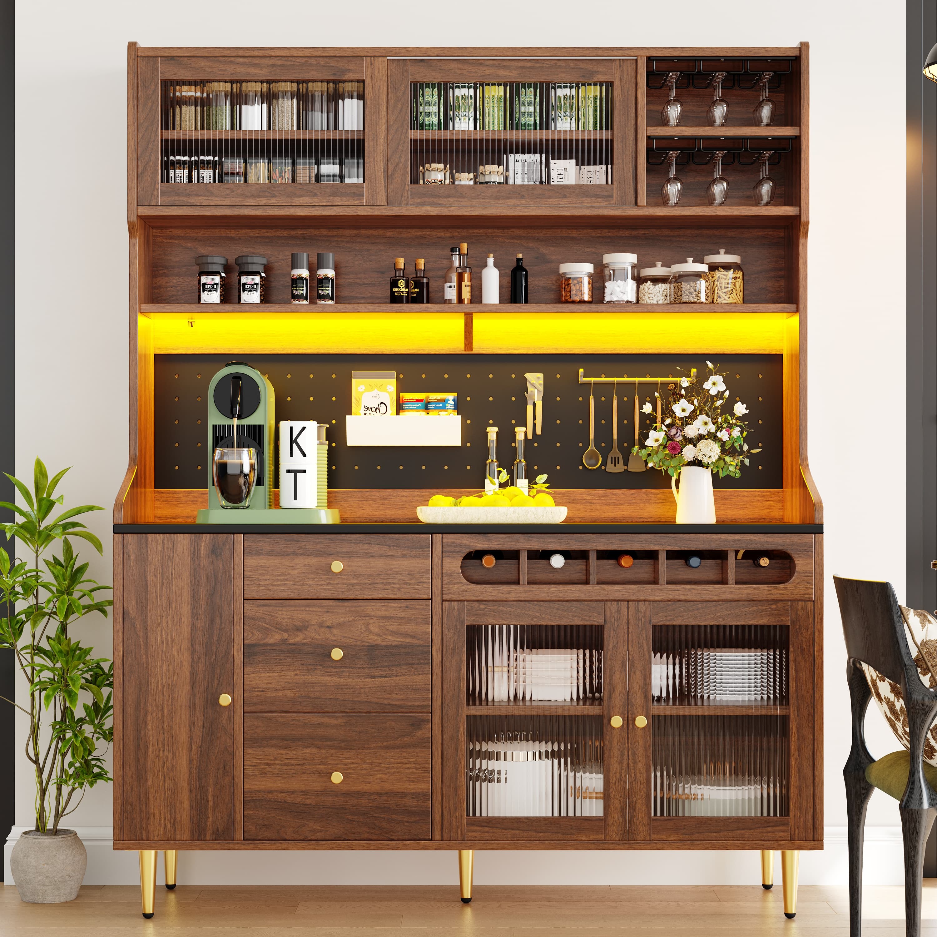 Smart Highboard Storage with Ambient LED Lighting & Wine Rack - image 5