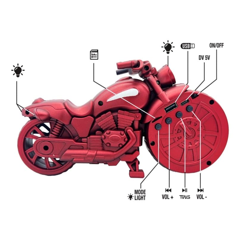Vintage Motorcycle Bluetooth Speaker with LED & FM Radio - image 7