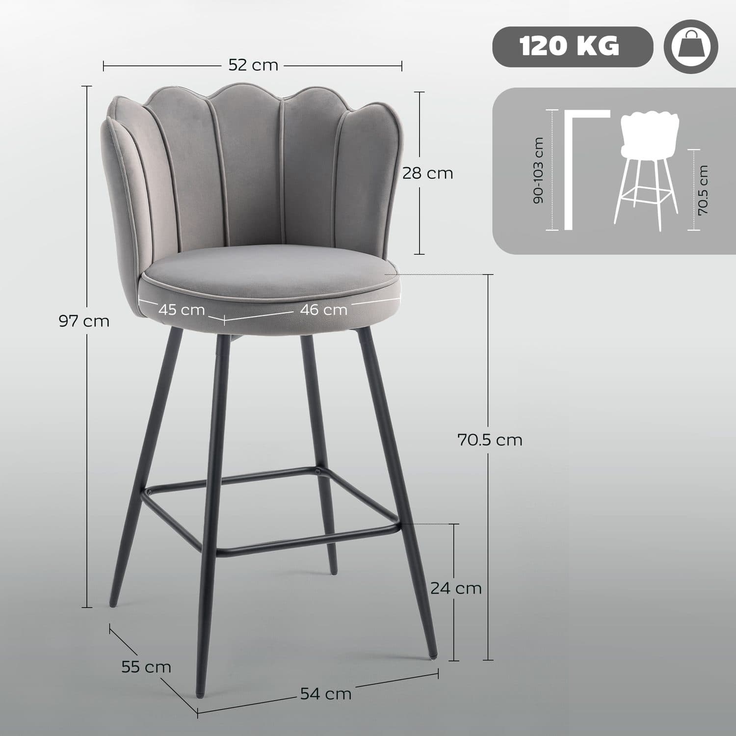 Grey Lotus Velvet Bar Stools - image 2