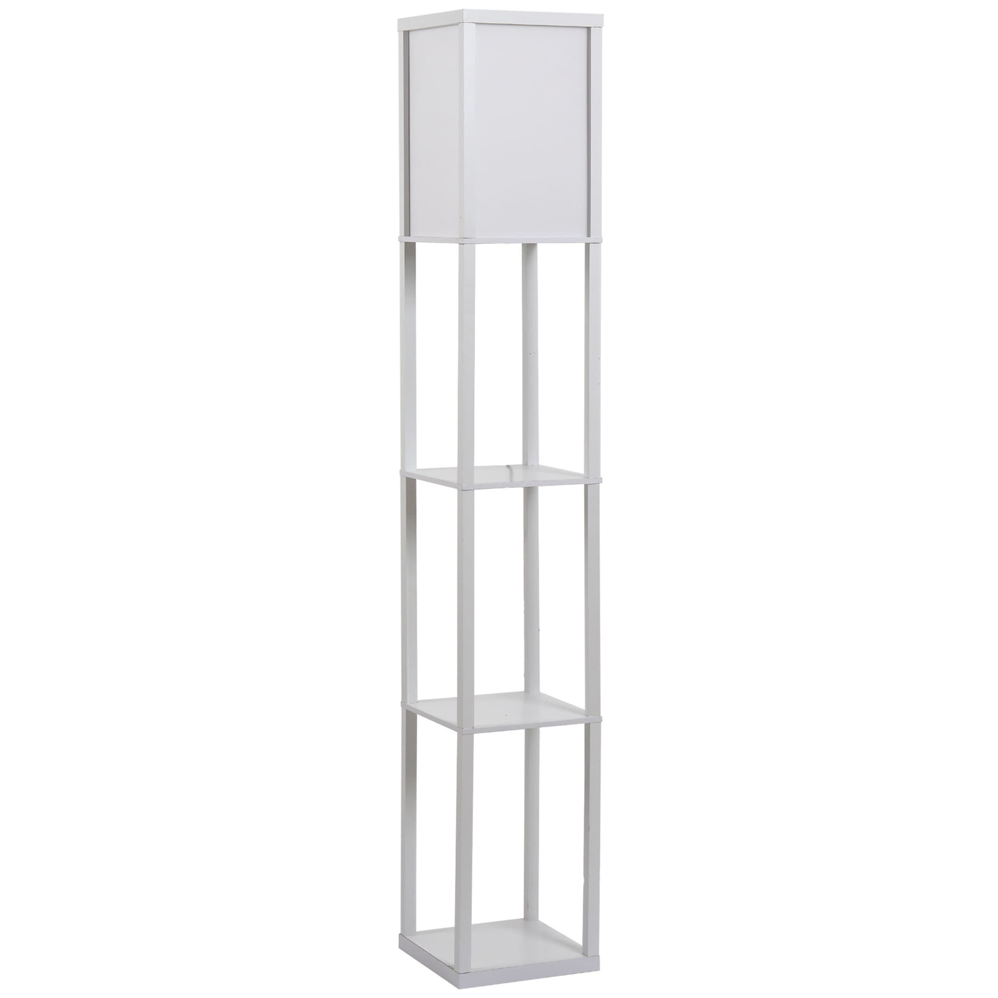 White Floor Lamp with Two Storage Shelves