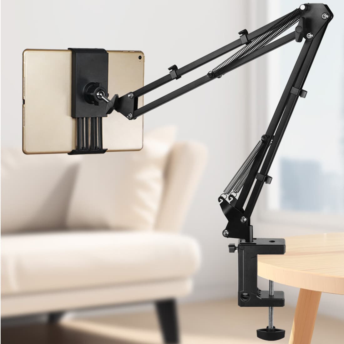 Articulating Long Arm Tablet Stand With Desk Clamp Mount