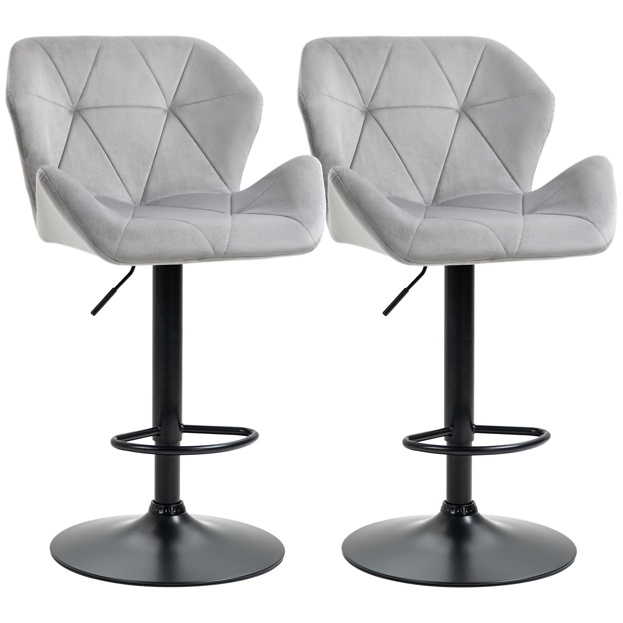 Grey Velvet Swivel Bar Stools