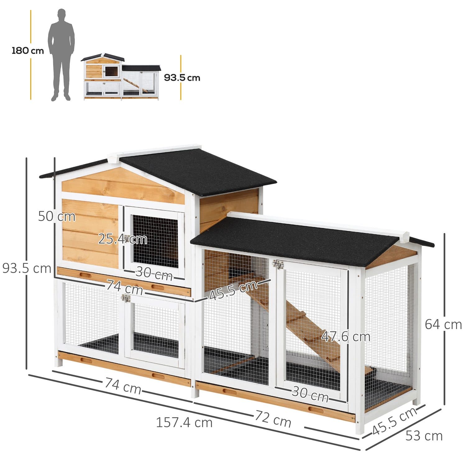PawHut Large 2-Tier Outdoor Hutch with No-Leak Trays - image 1