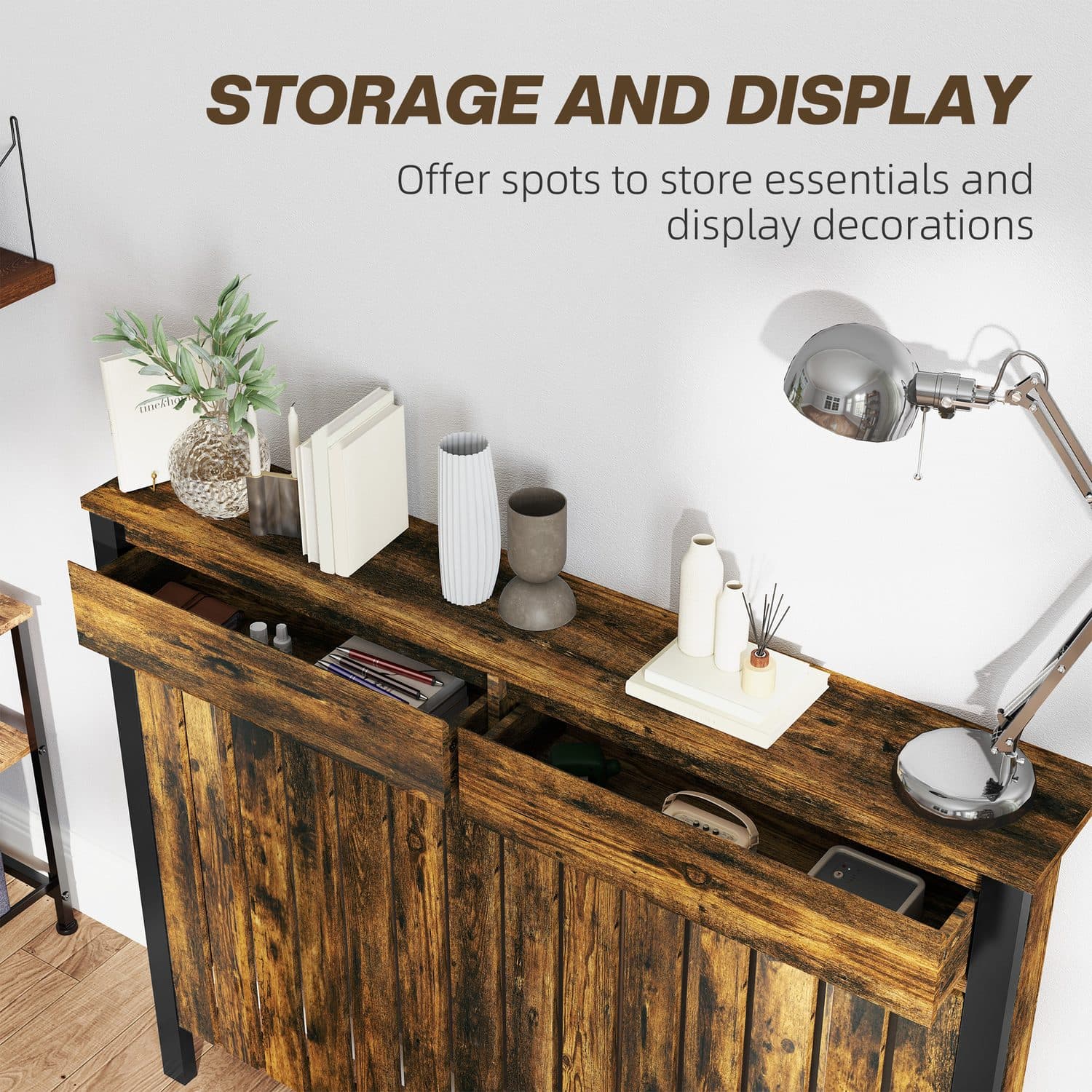 Practical Radiator Cover with a Rustic Industrial Look - image 1