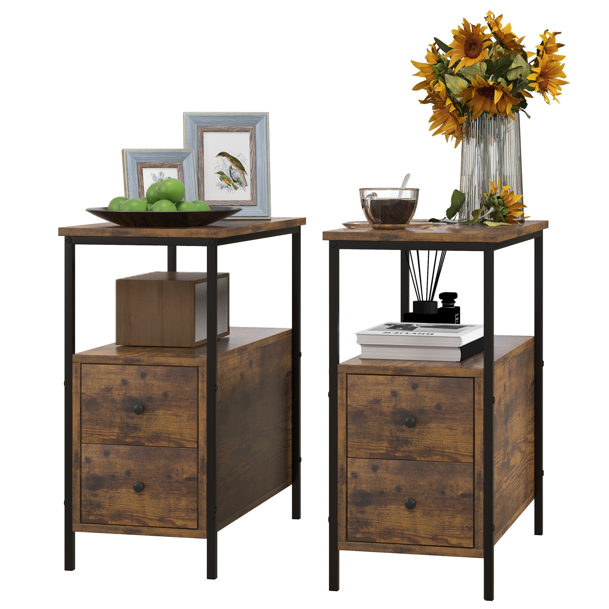 Narrow Industrial Side Tables