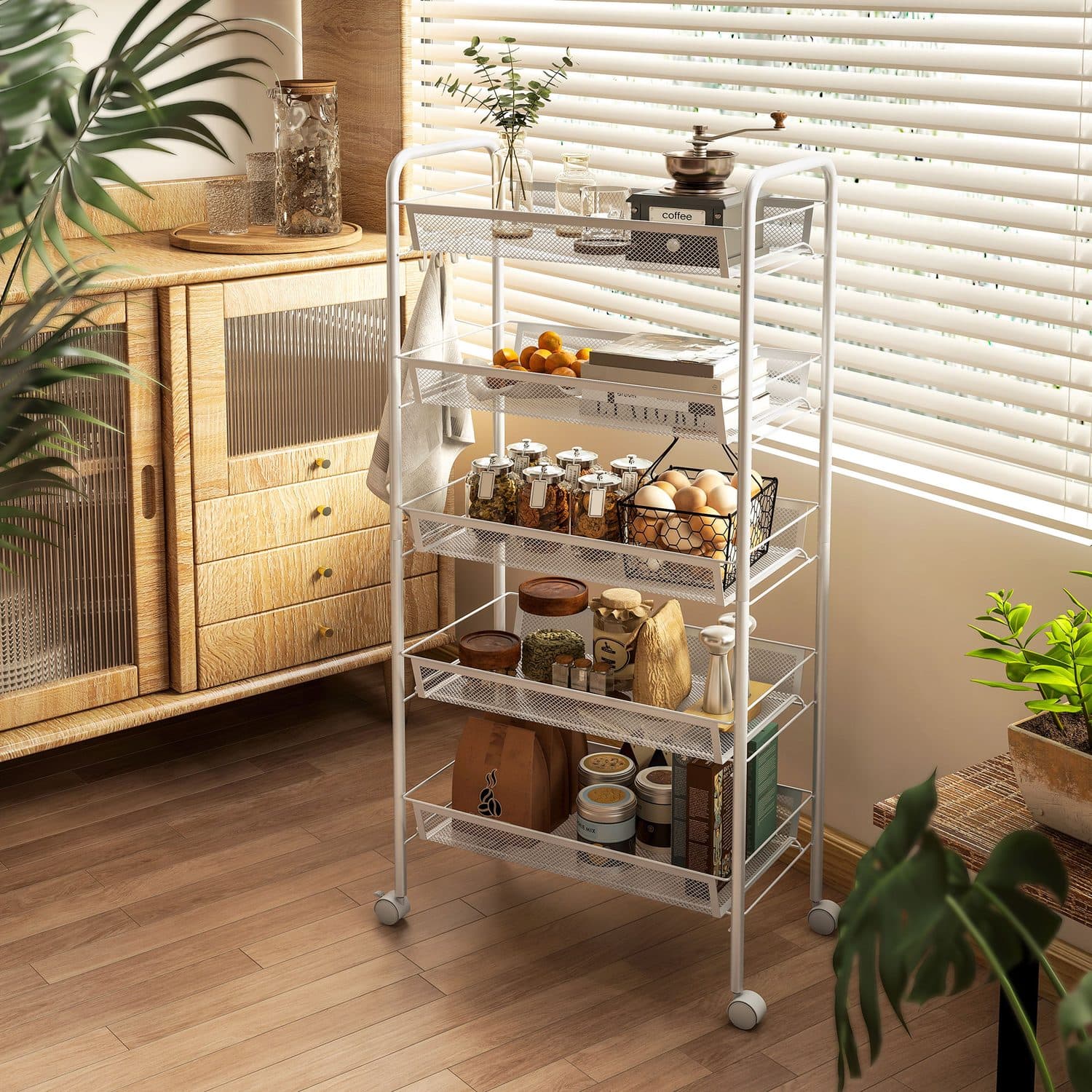 Move everyday storage easily with a slim five tier trolley - image 1