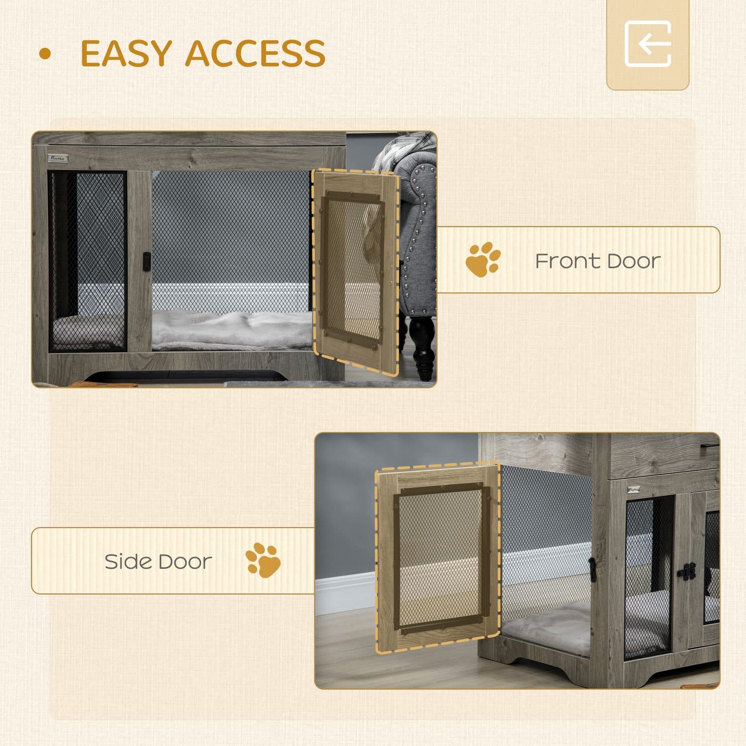 PawHut Dog Cage End Table with Cushion and Storage Drawer - image 4
