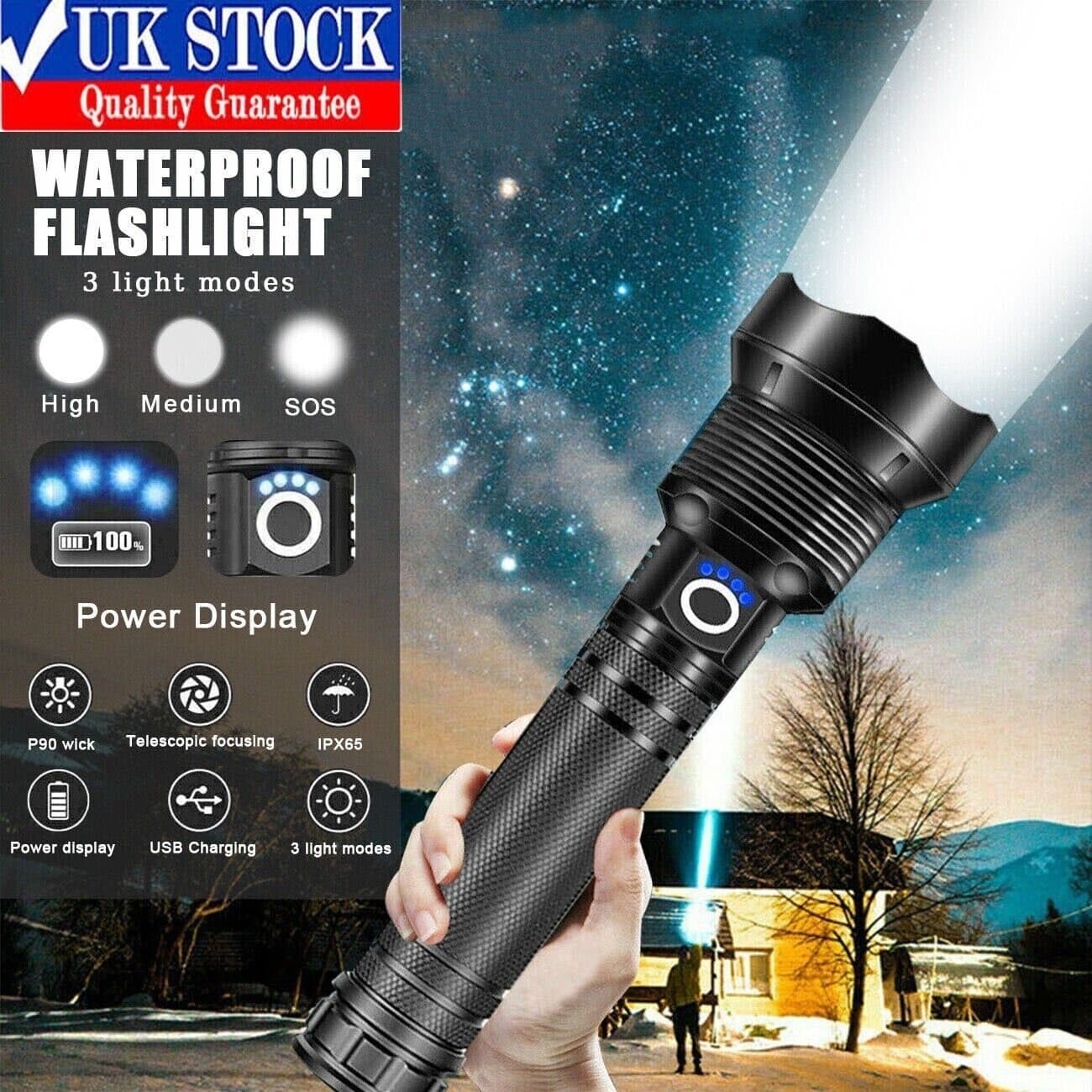 Rechargeable LED Flashlight for Camping and Work