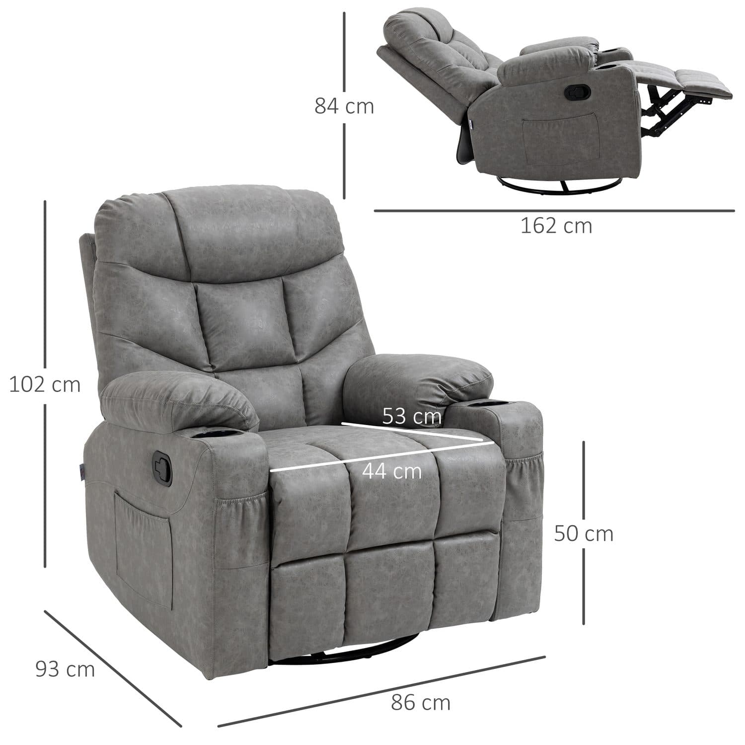 Light Grey Faux Leather Recliner Chair - image 1