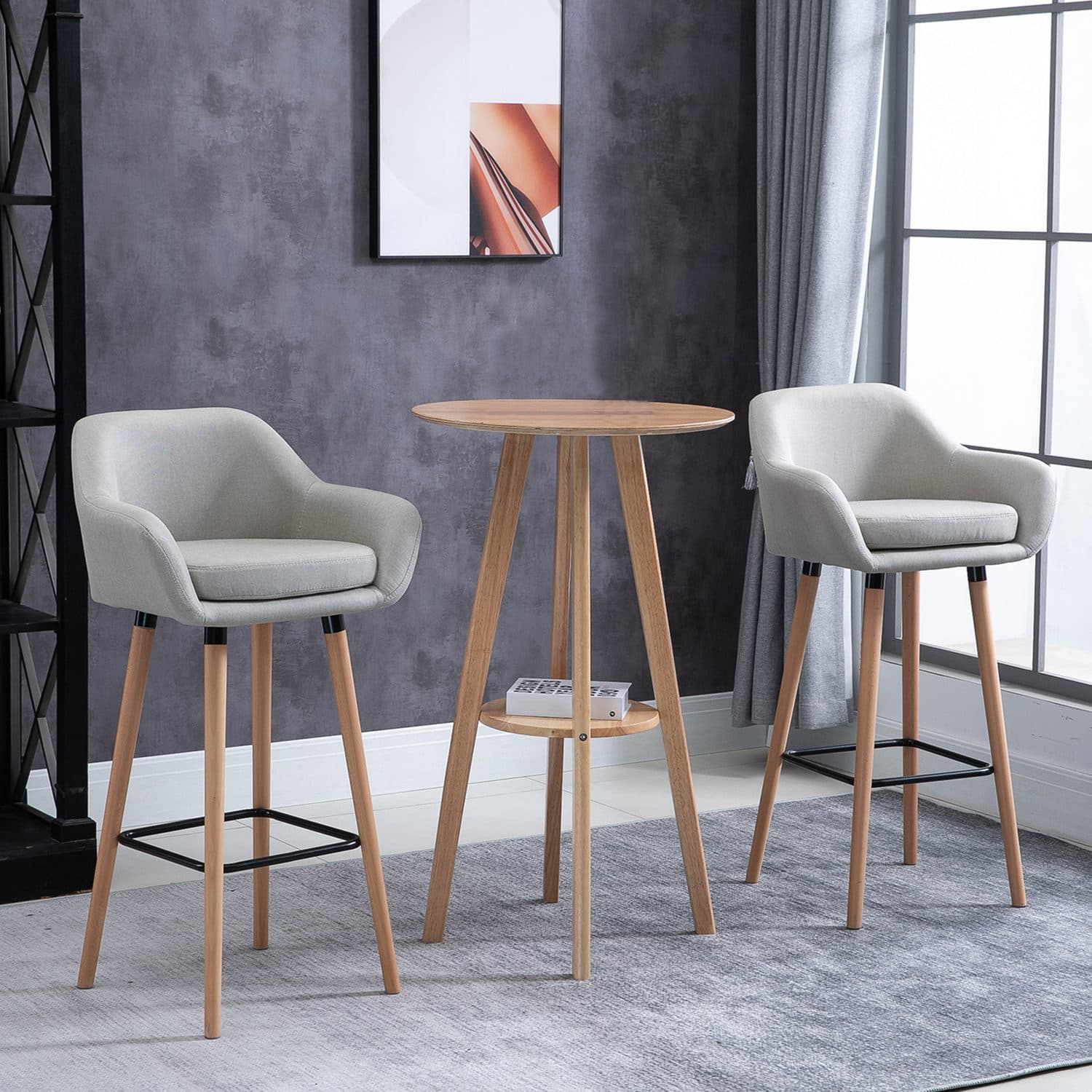 Beige Linen Bar Stools for Effortless Elegance - image 1