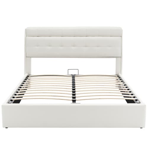 Upholstered Ottoman Bed with Hydraulic Storage & Headboard Compartment (4ft6 Double) - image 4