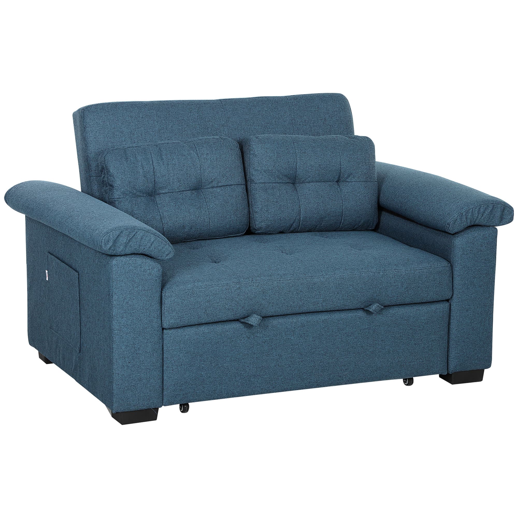 Blue 2-Seater Pull-Out Sofa Bed for Effortless Hosting