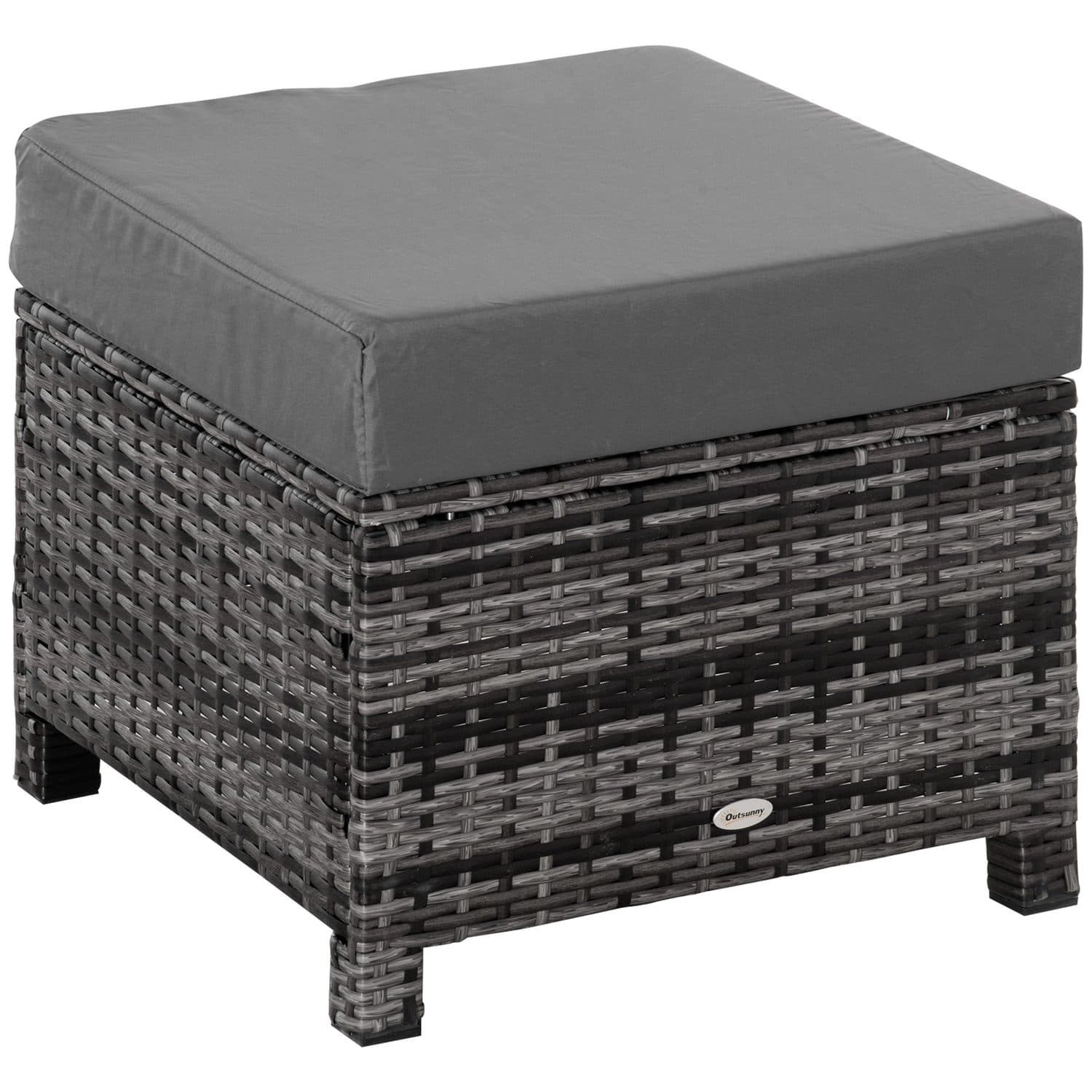 Grey Rattan Footstool for Effortless Relaxation