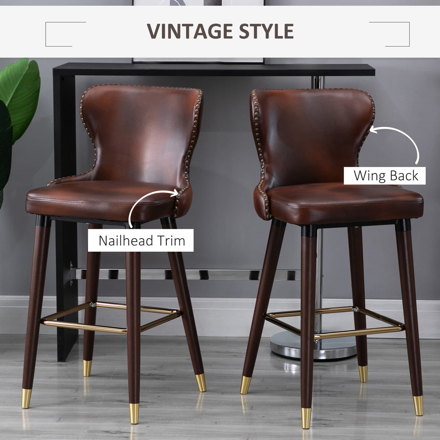 Brown Leather Bar Stools - image 1