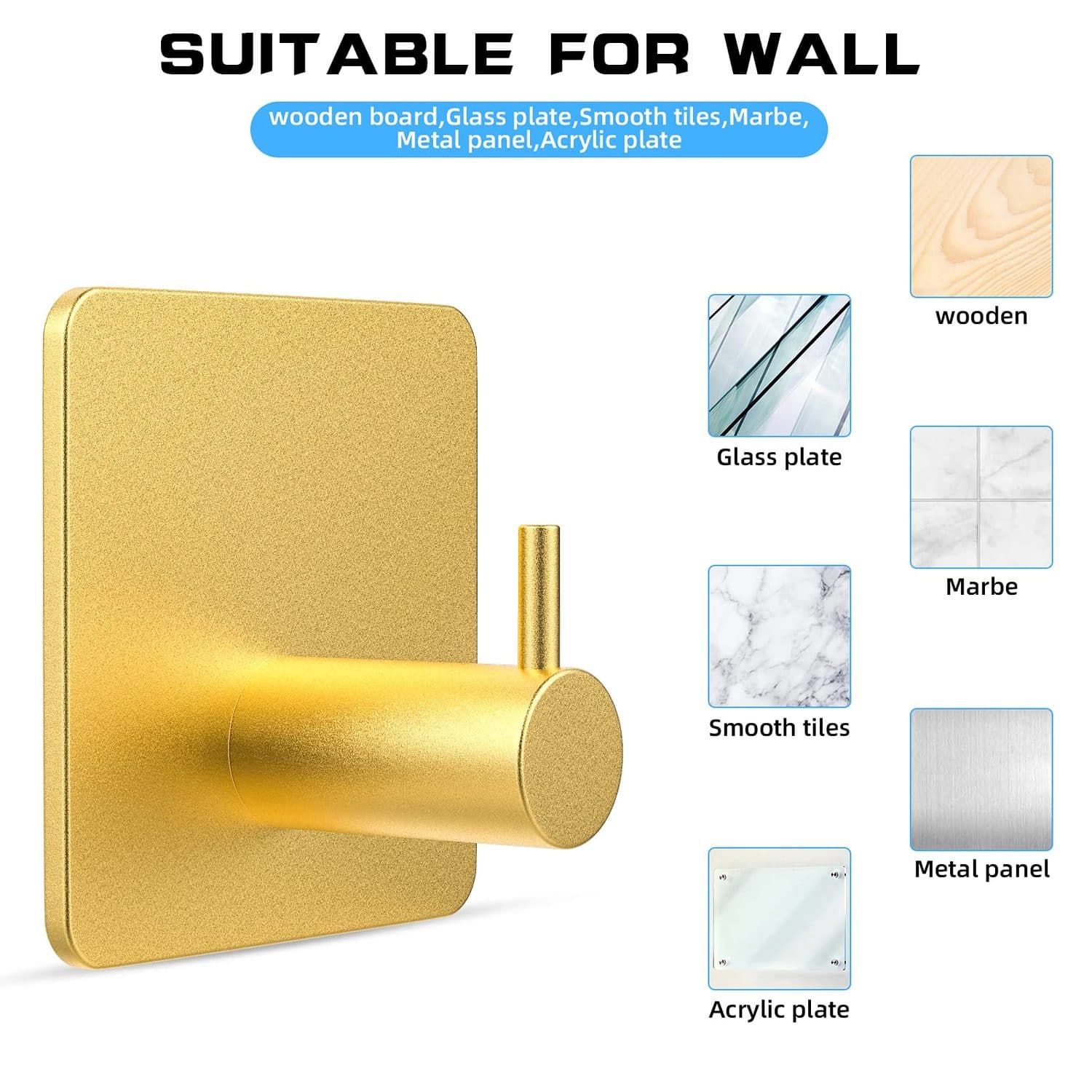 Gold No-Drill Towel Hooks for Bathrooms and Kitchens - image 6