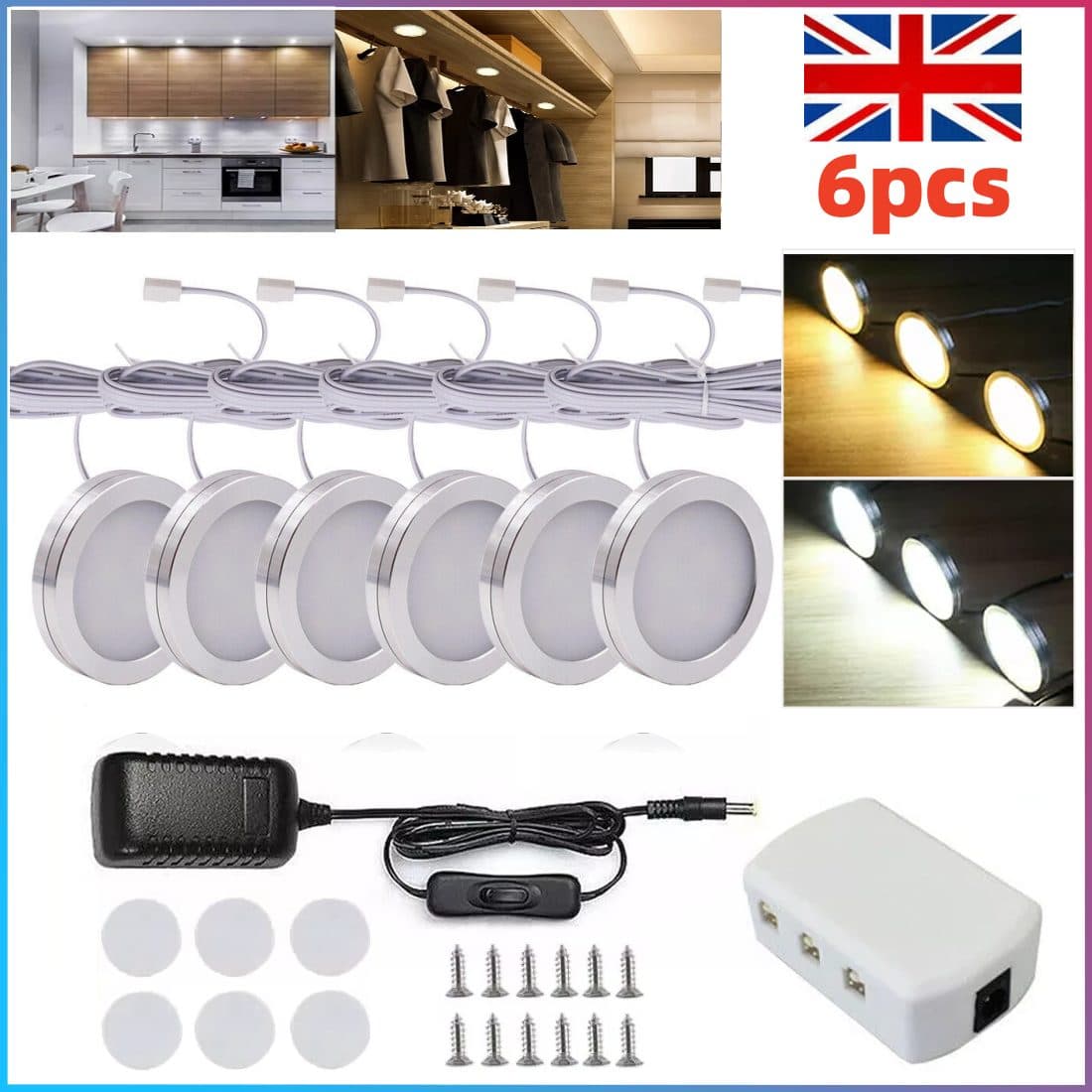 Warm White LED Under Cabinet Puck Light Kit - image 5