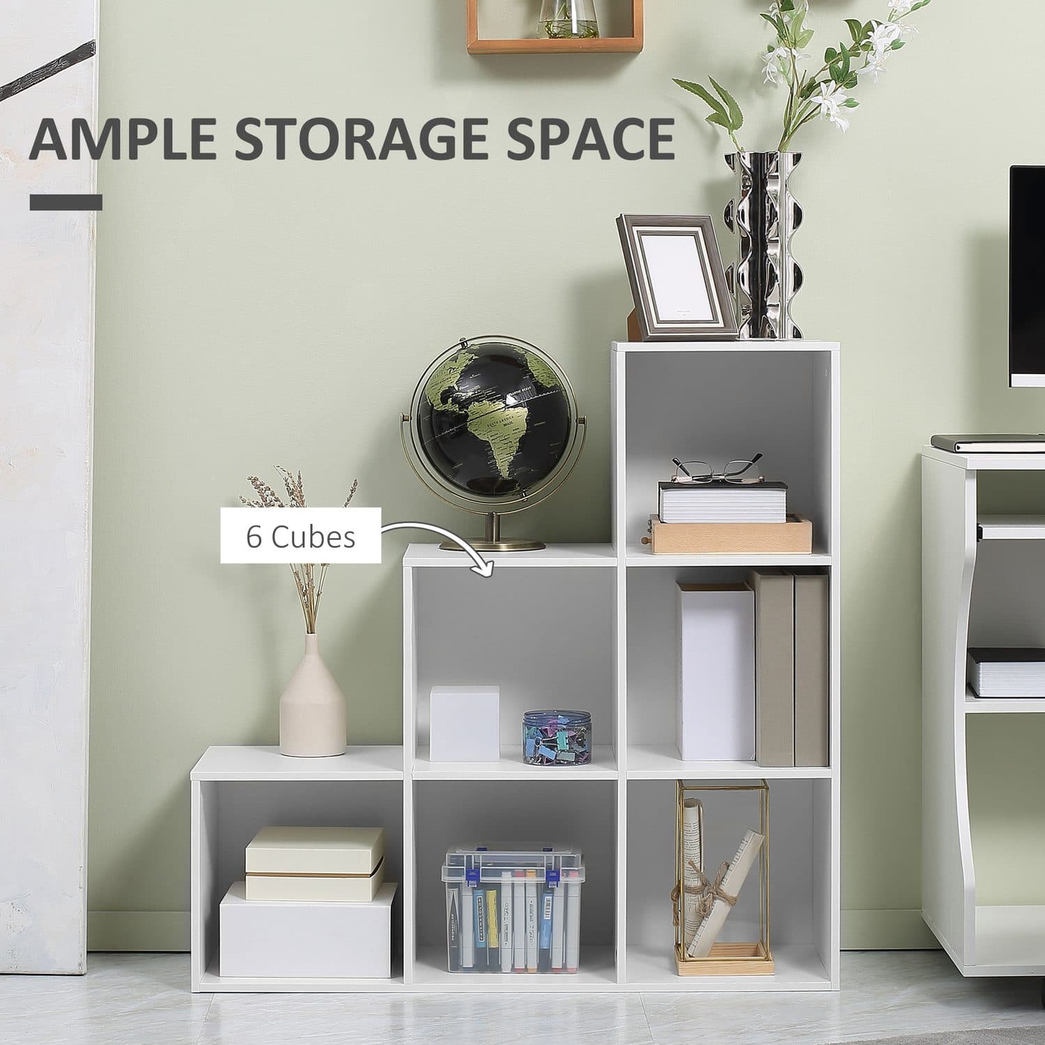 Modern White 6-Cube Step Bookcase for Effortless Storage - image 5