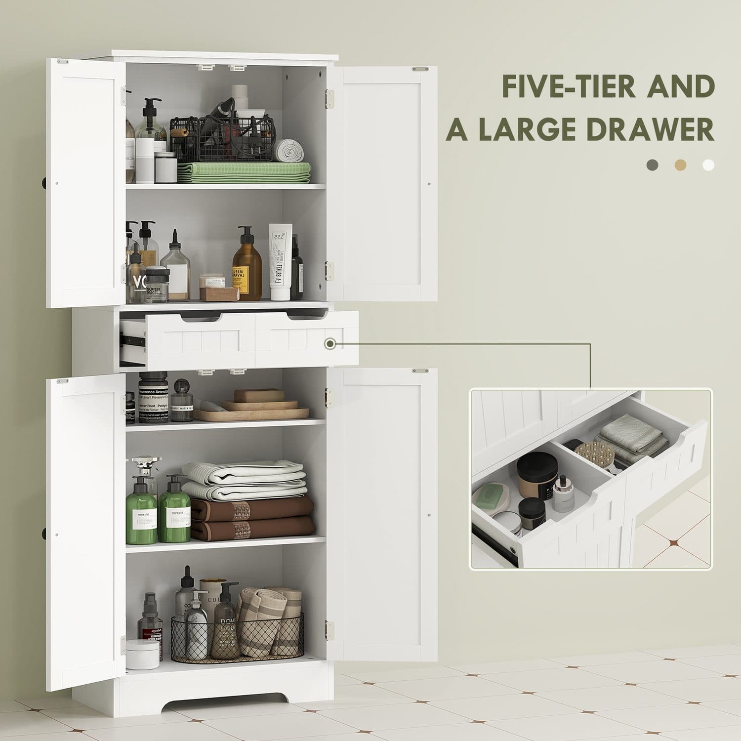 Tall White Bathroom Cabinet - image 2