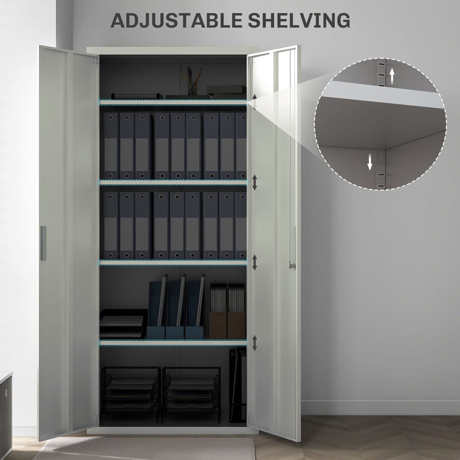 Secure Your Workspace with this Tall White Steel Cabinet - image 5