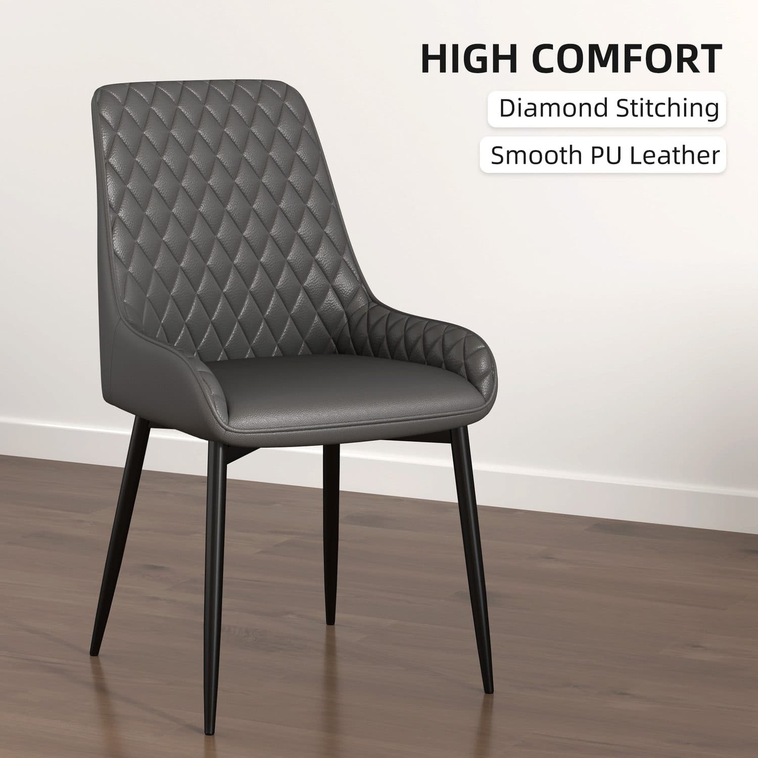 Grey Quilted Leather Chairs - image 5