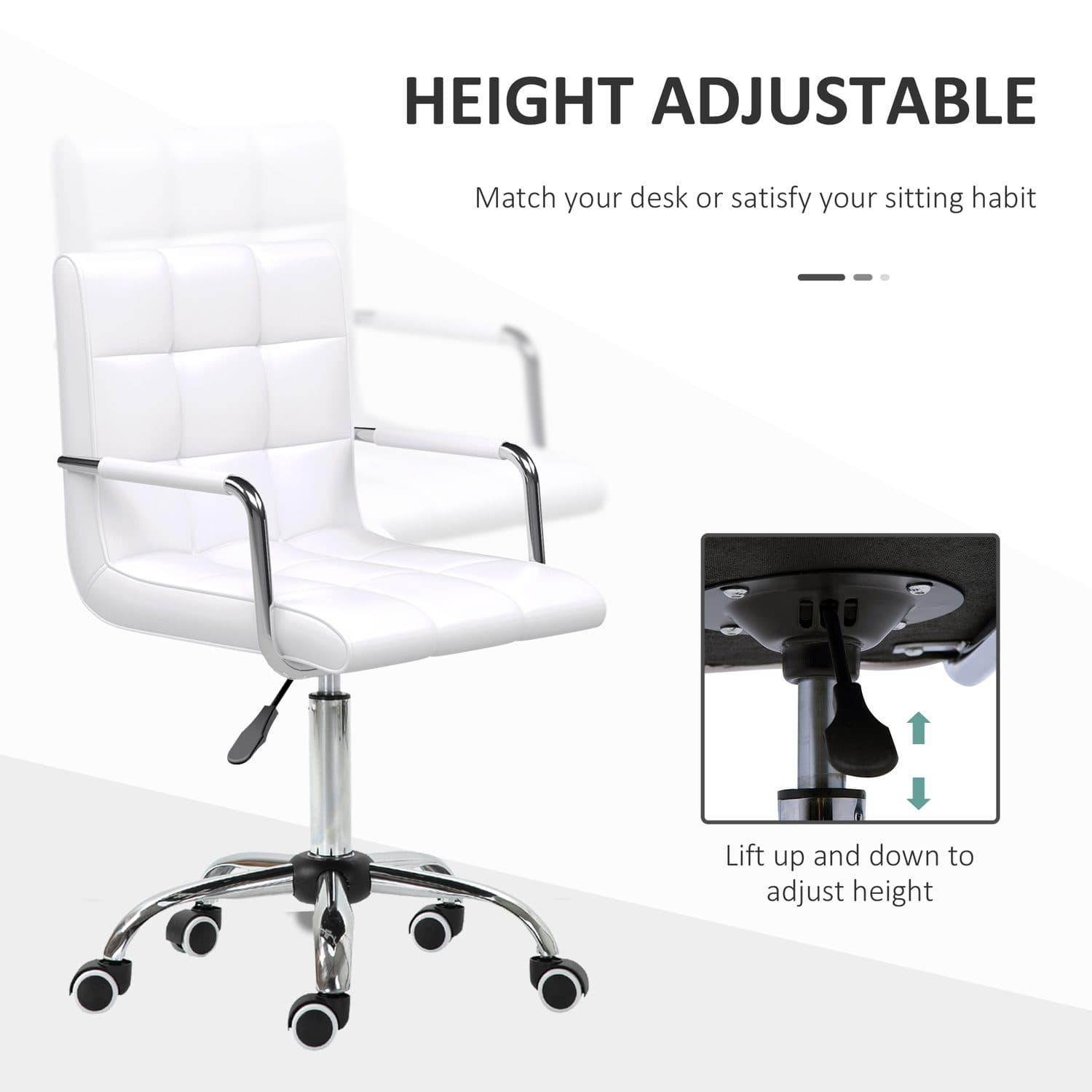 White Leather Vanity Chair - image 2