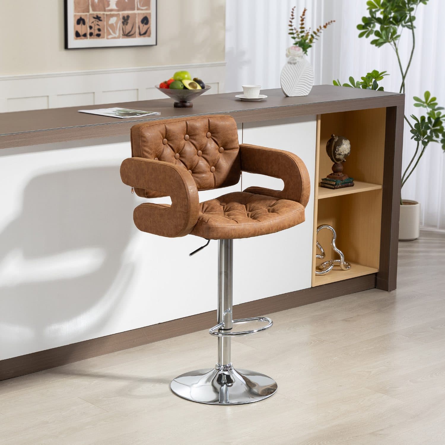 Adjustable Brown Bar Stool - image 4