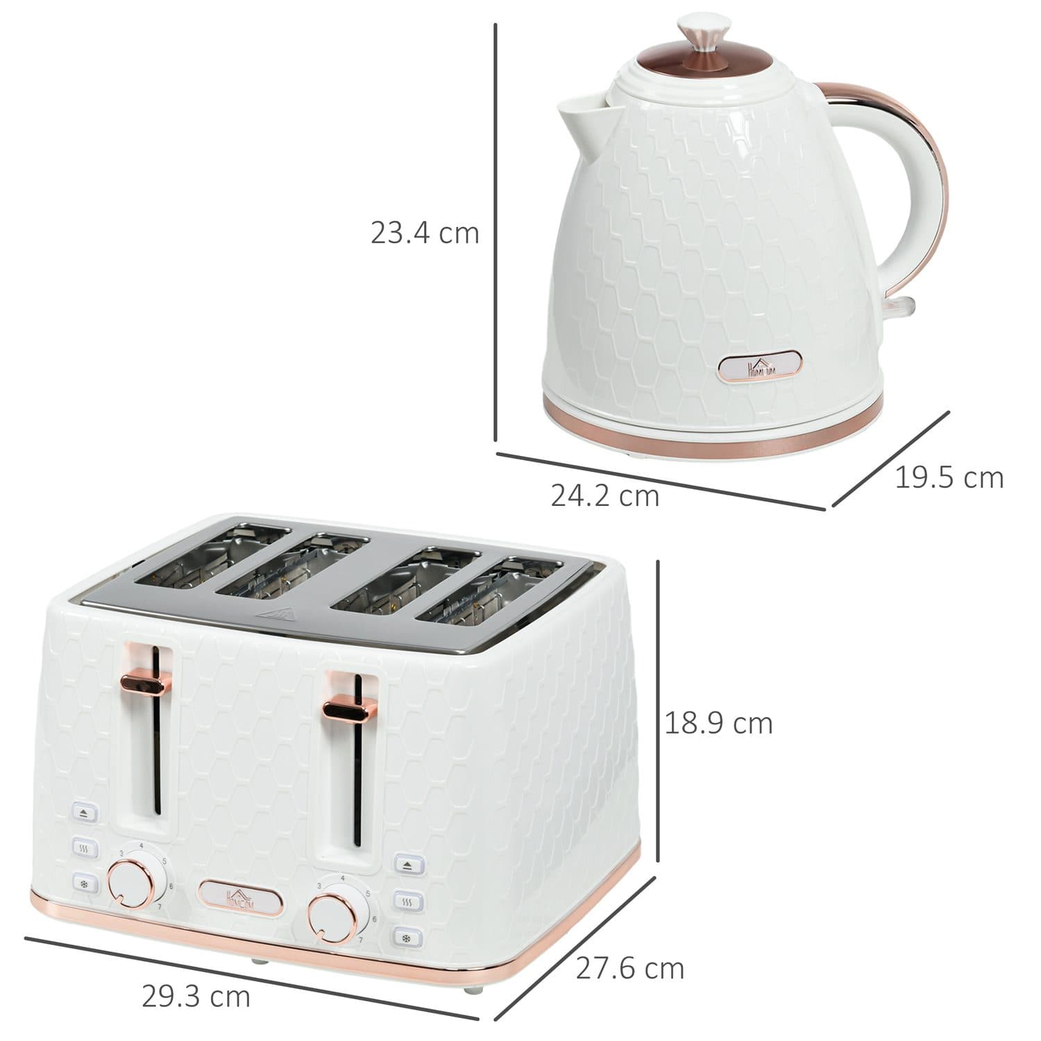 Matching Kettle and Toaster Set in White and Rose Gold - image 4