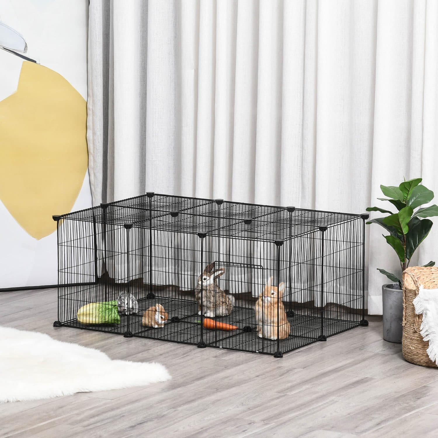 PawHut DIY Metal Fence Cage for Rabbits & Guinea Pigs - image 2