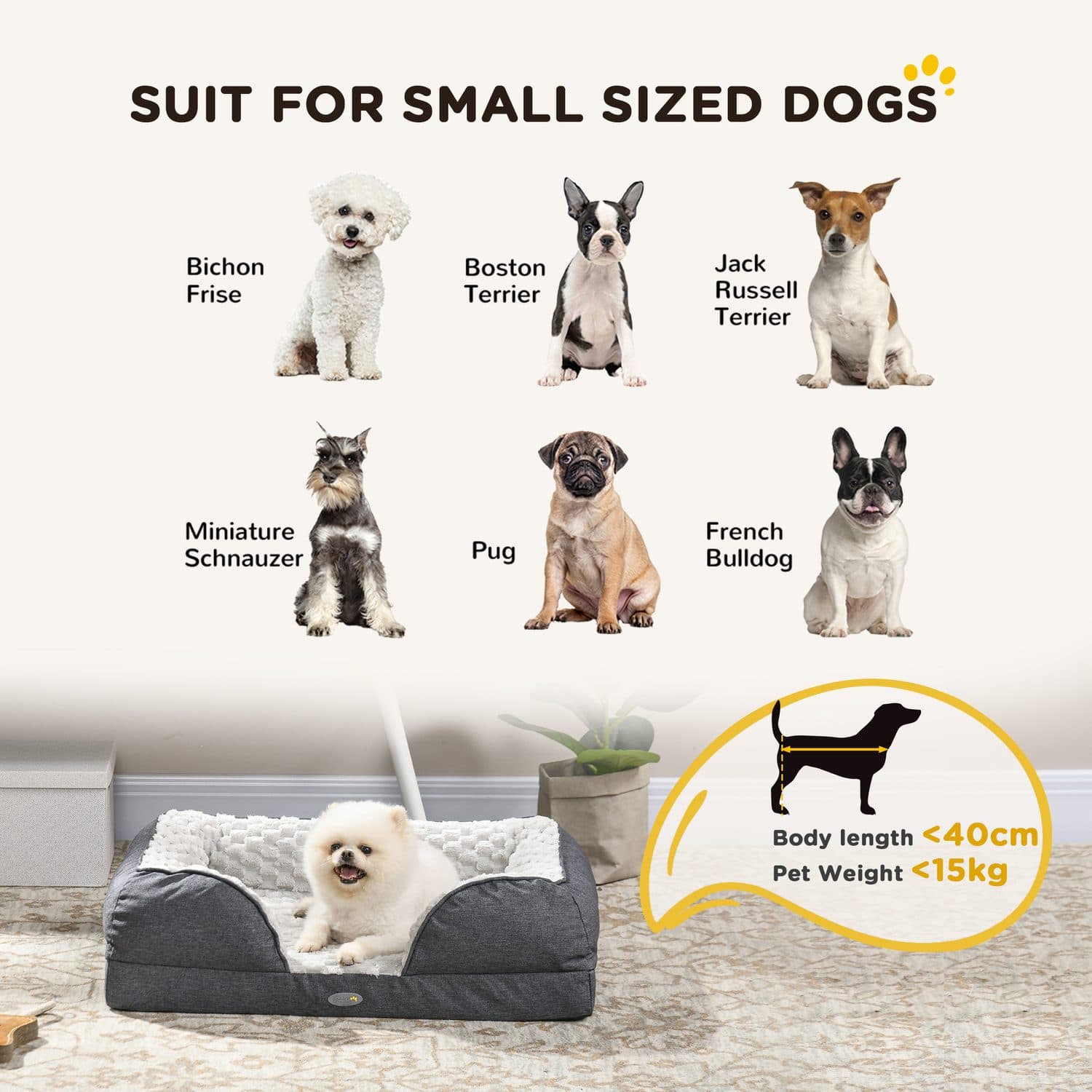 Bolster Dog Bed with Washable Flannel Cover and Non-Slip Base - image 2