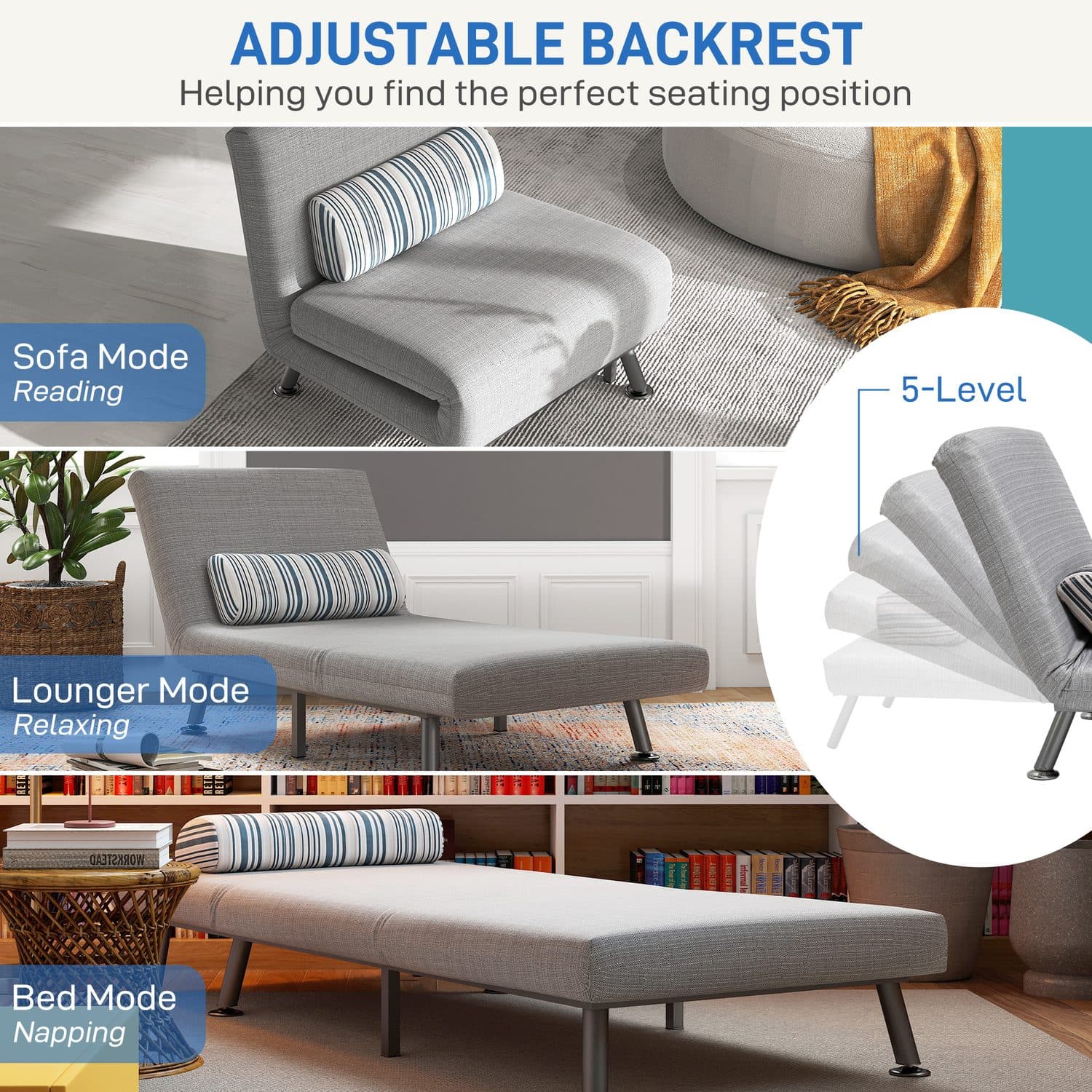 Light Grey Single Sofa Bed - image 2