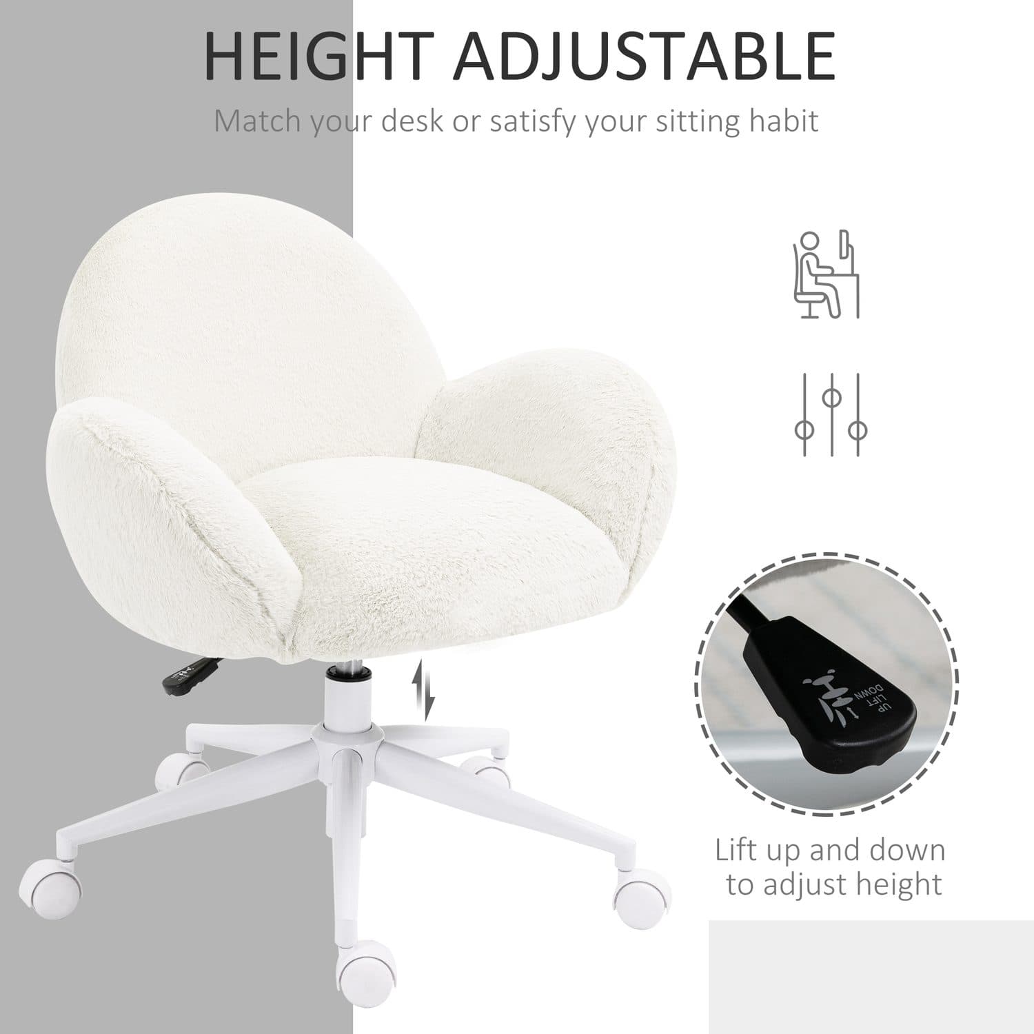 Fluffy Cream Vanity Chair - image 3