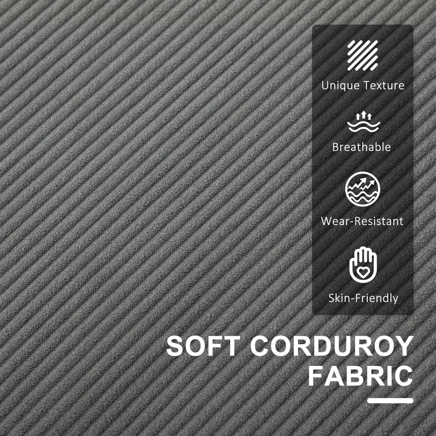 Grey Corduroy Storage Sofa - image 3