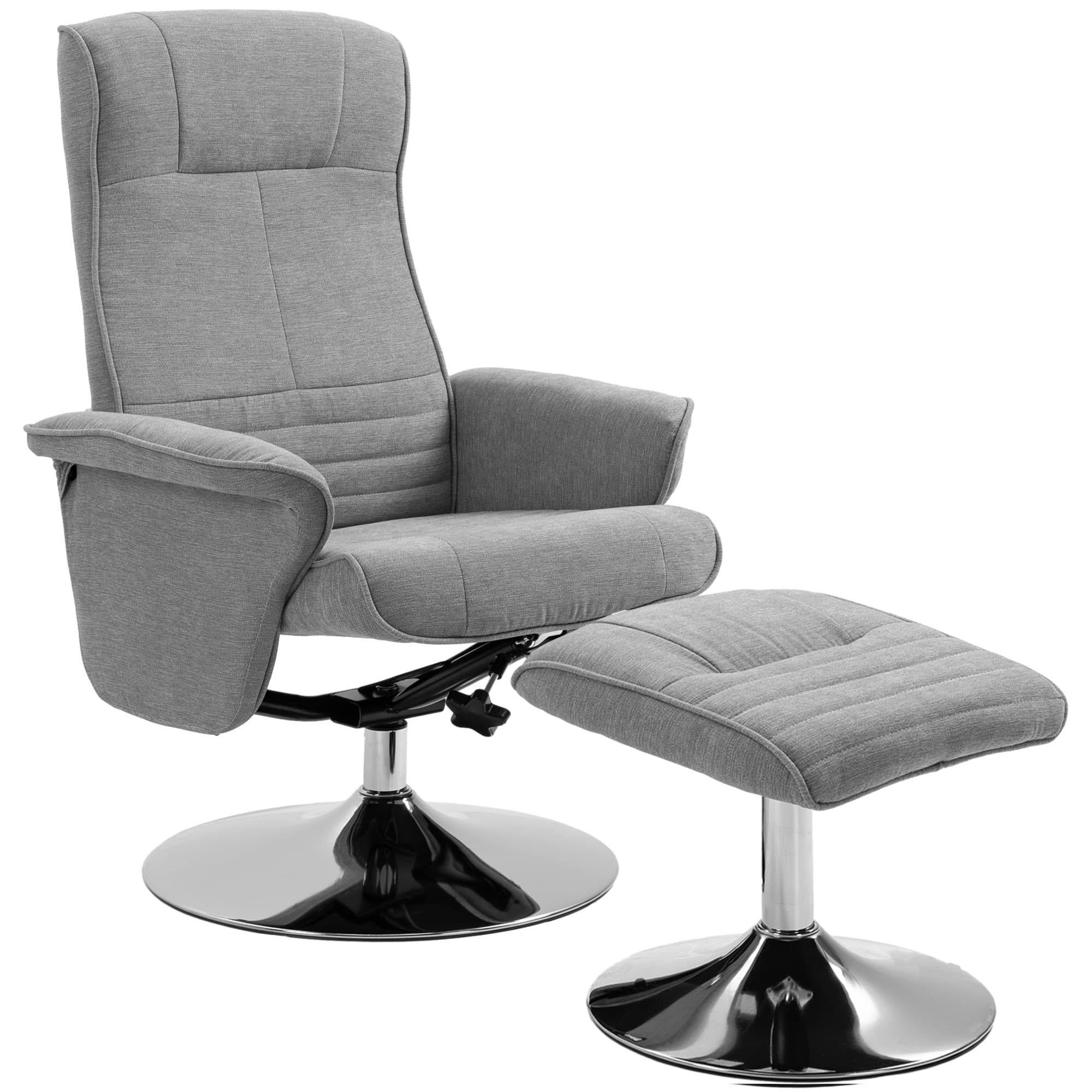 Unwind in the Grey Velvet Swivel Recliner Chair & Footstool