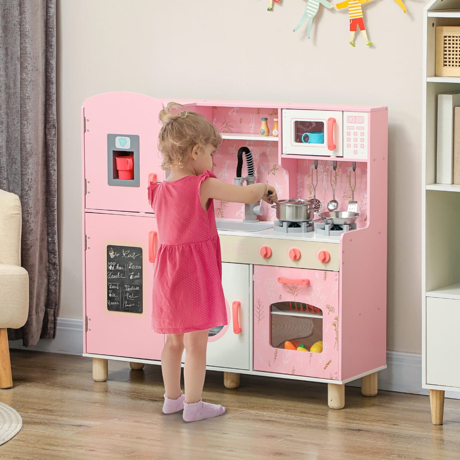 Pink Kids Play Kitchen with Realistic Details - image 5