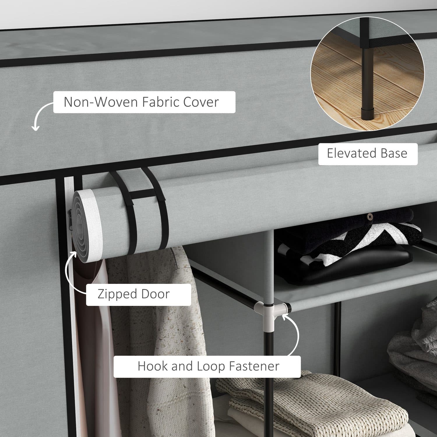 Dark Grey Portable Fabric Wardrobe - image 5