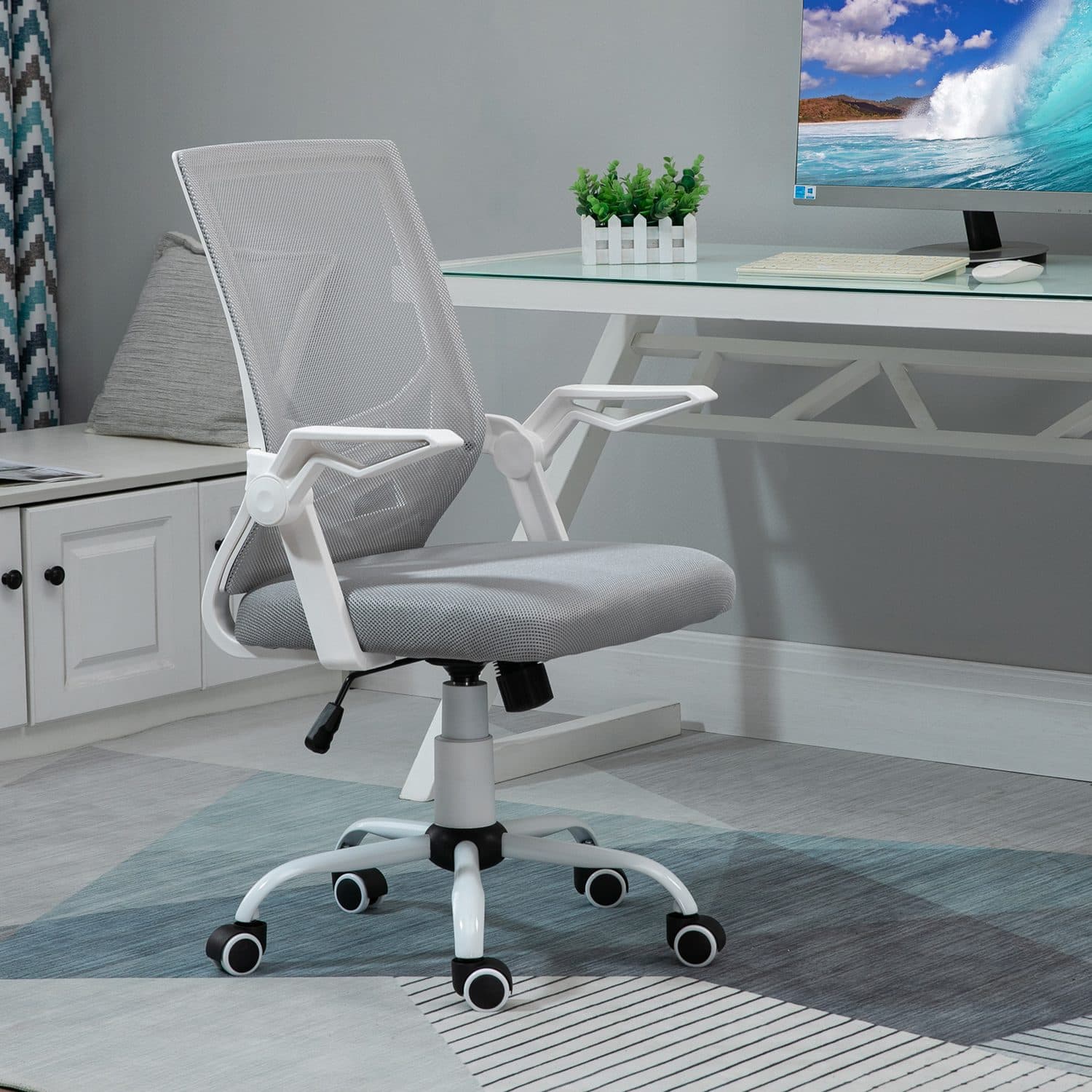 Ergonomic Grey Mesh Desk Chair - image 1