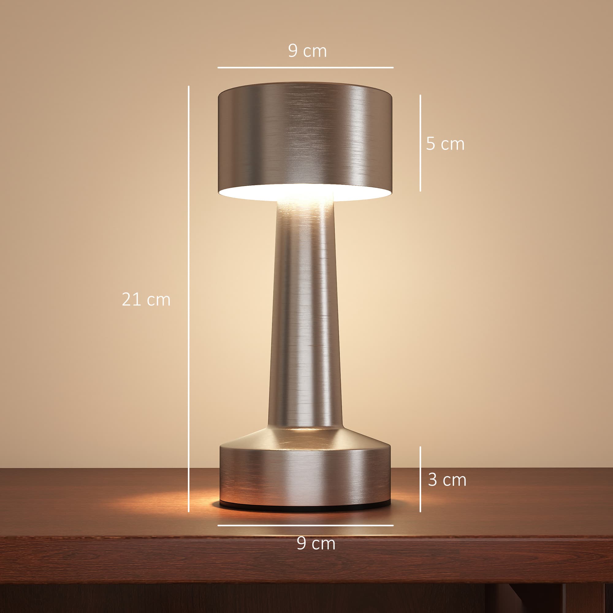 Cordless Silver Touch LED Table Lamp for Flexible Rooms - image 3