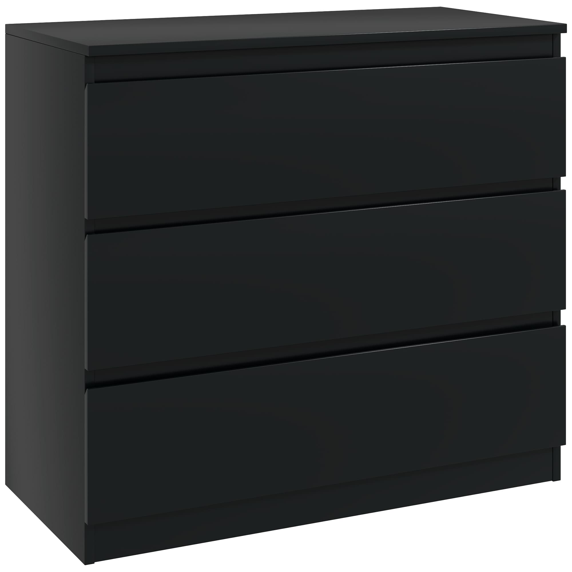 Three-Drawer Chest of Drawers with Anti-Tip Safety Straps - Black