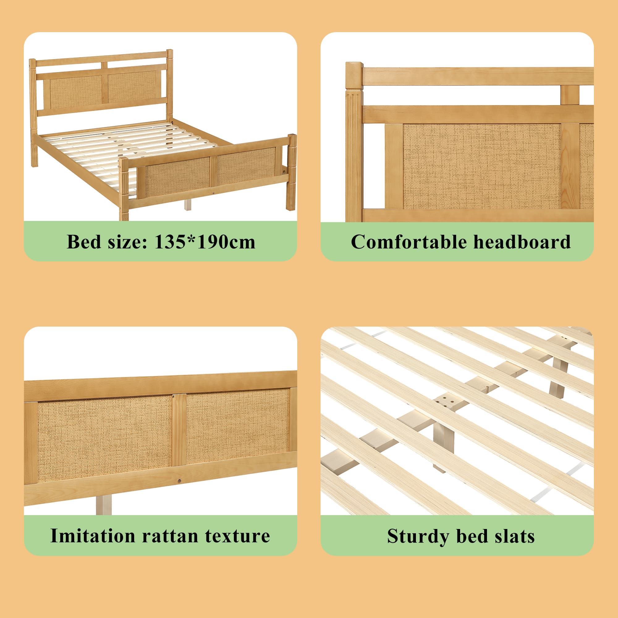 Natural Rattan Double Bed - image 2