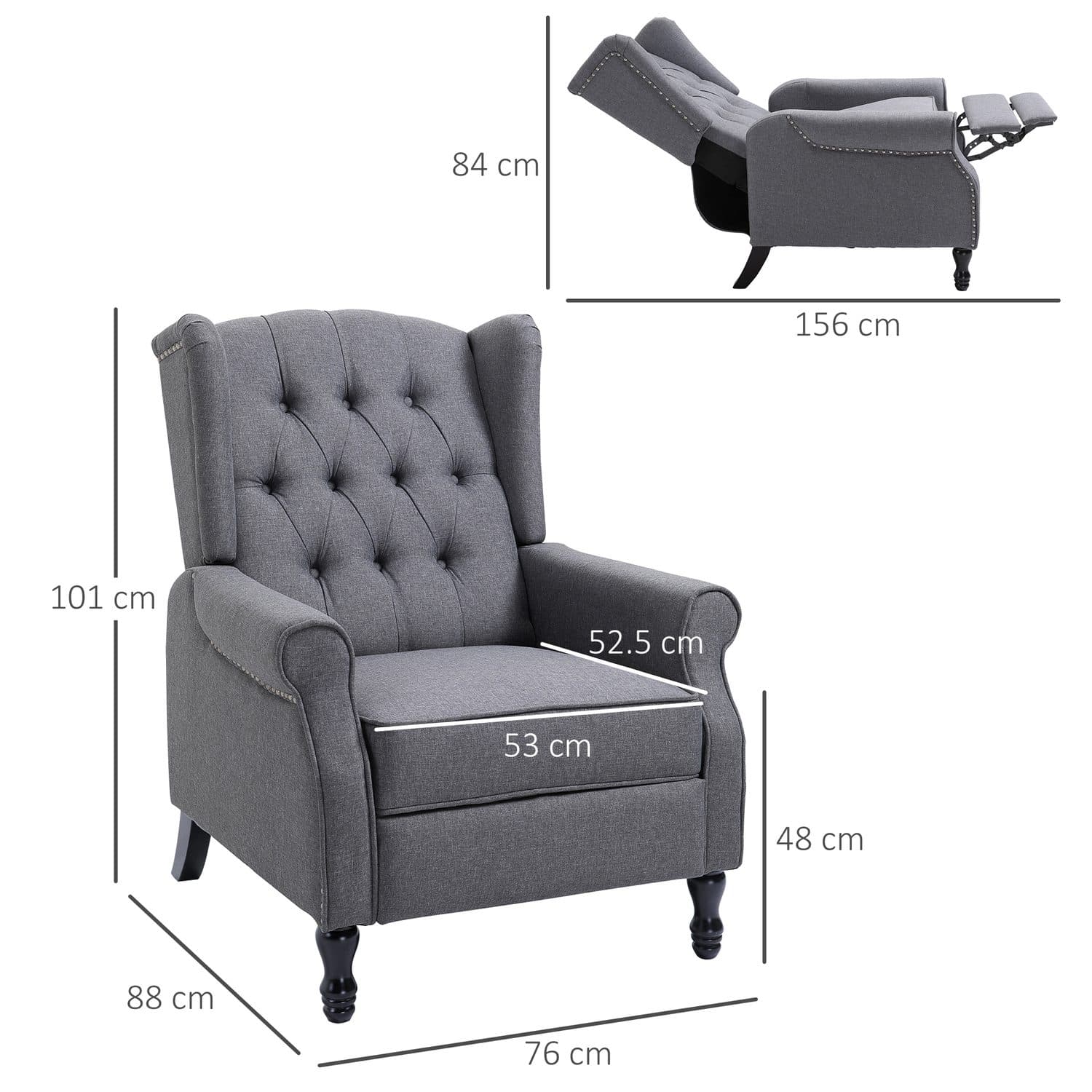 Relax in Style: Vintage Grey Tufted Recliner Armchair - image 3