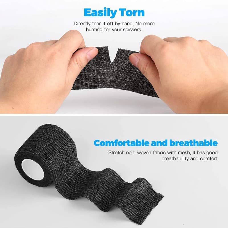 Black Cohesive Elastic Bandage Tape, Pack of 10 Rolls - image 1