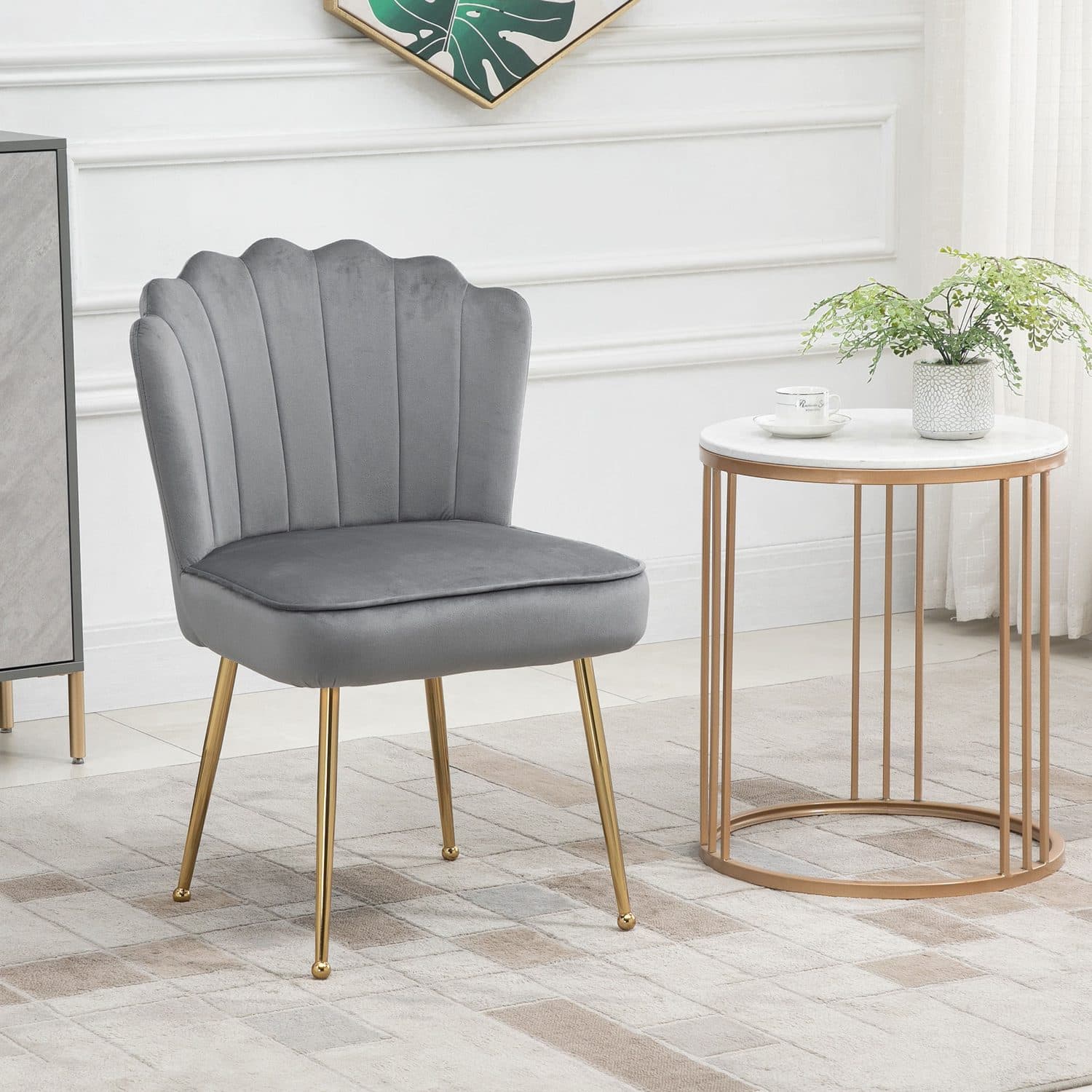 Grey Velvet Shell Chair - image 3