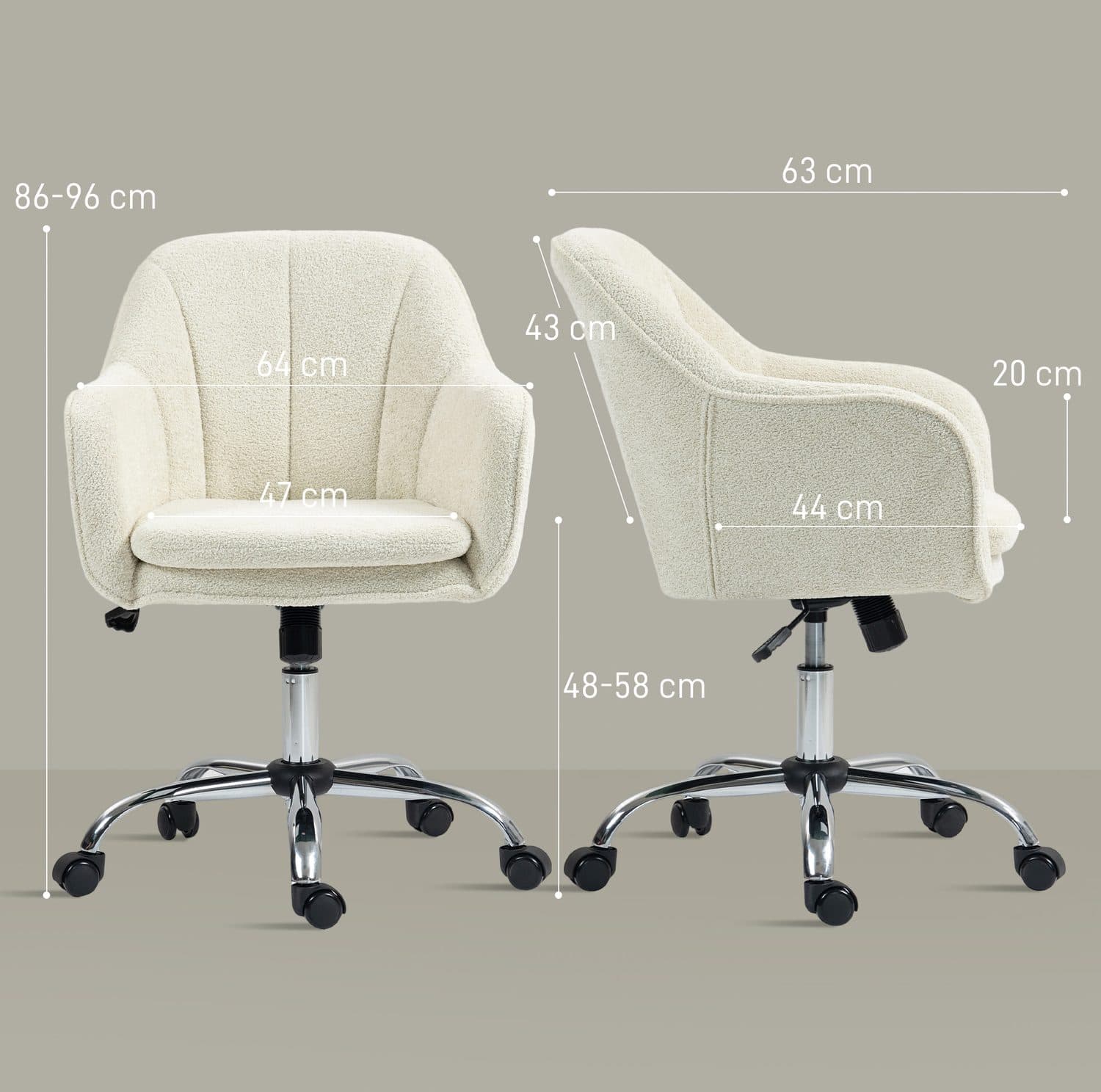 Beige Velvet Office Chair - image 3