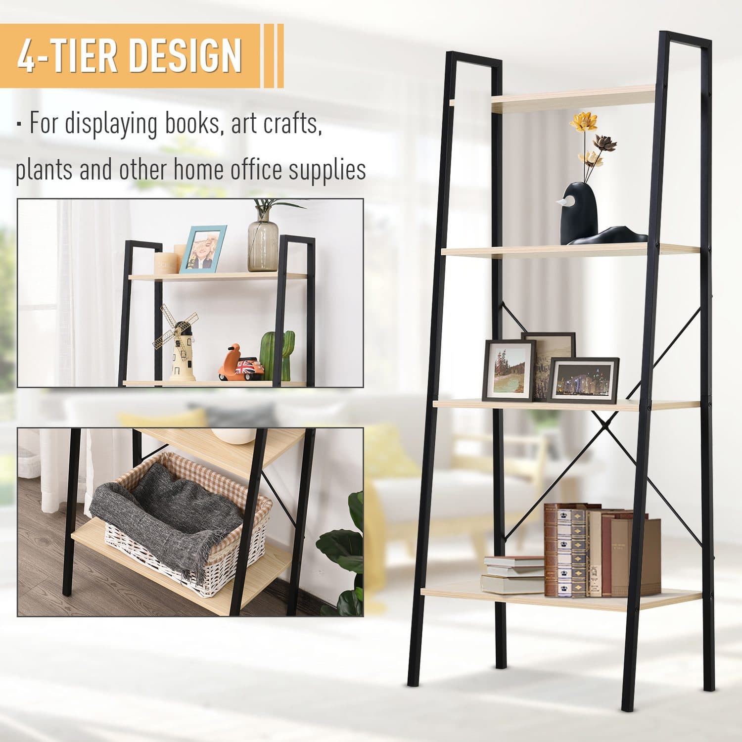 Four Tier Ladder Shelf For Books And Decor - image 3