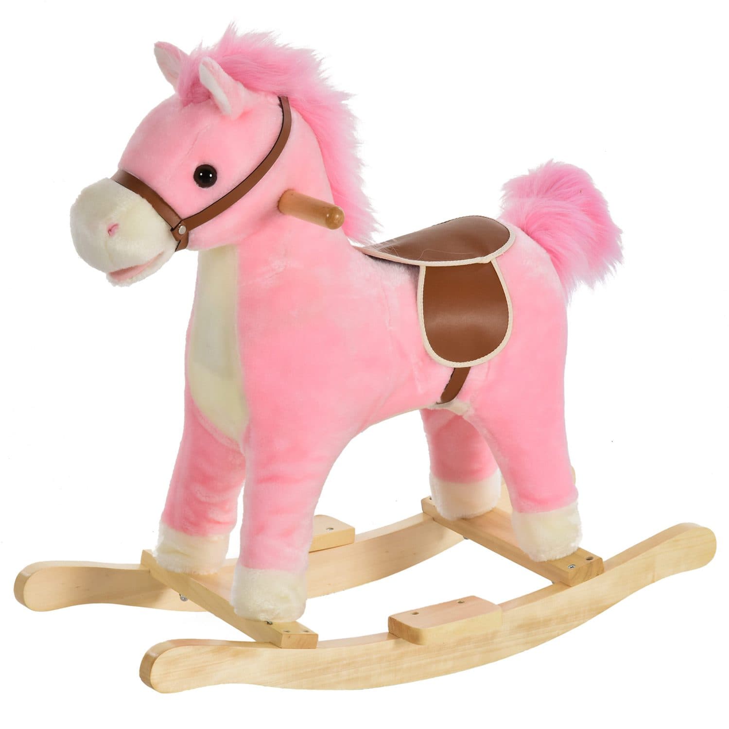 Pink Plush Rocking Horse With Interactive Sounds for Kids