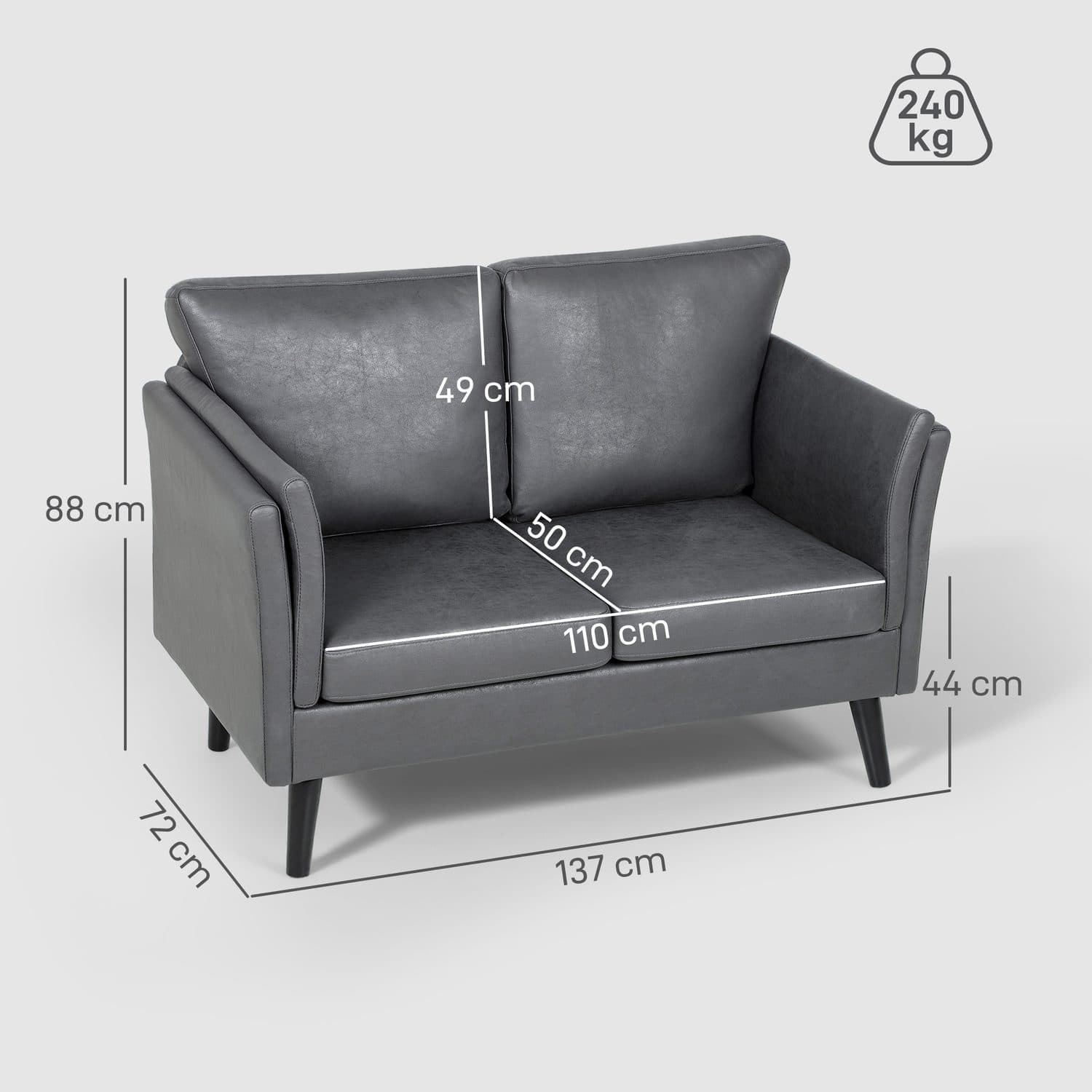 Grey Leathaire Two-Seater Sofa for Effortless Comfort - image 4