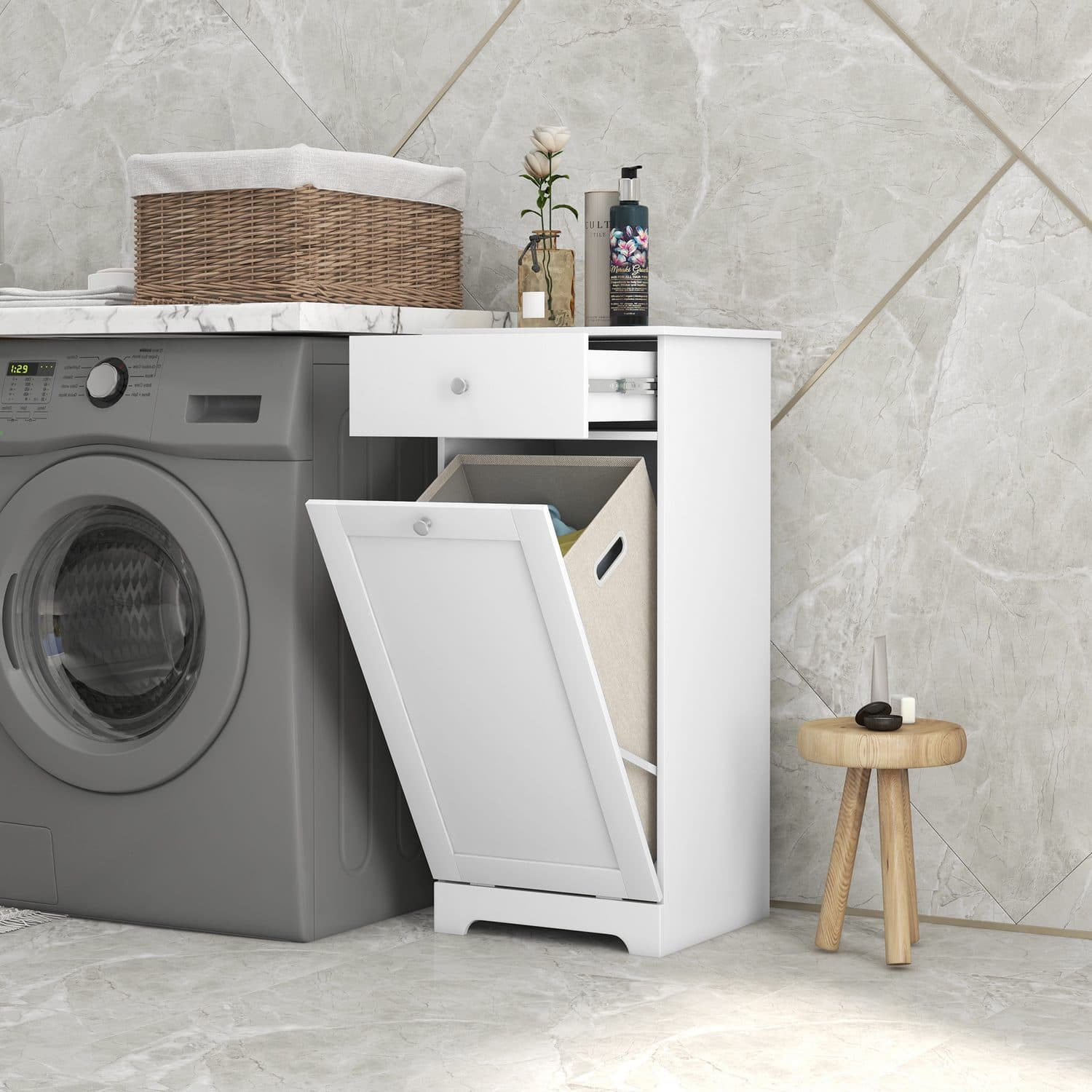 White Laundry Cabinet - image 5