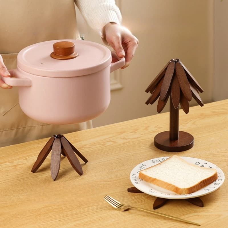 Wooden Christmas Tree Trivet and Coaster Set - image 5