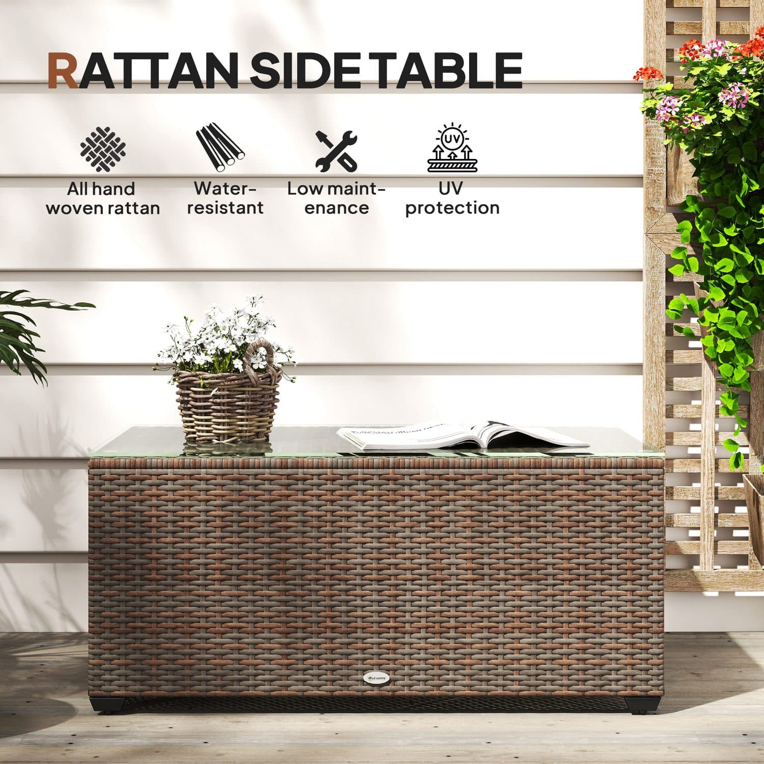Rattan Glass-Top Table - image 2