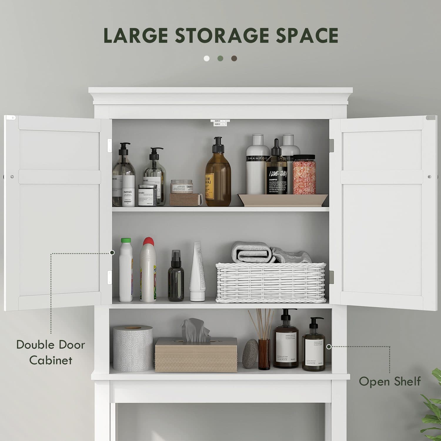 Over-Toilet Storage Cabinet with Shelves – White - image 5